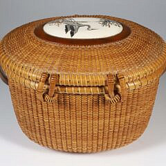 Michael Kane Nantucket Friendship Basket with Scrimshaw Plaque