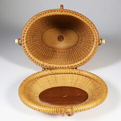Michael Kane Nantucket Friendship Basket with Scrimshaw Plaque