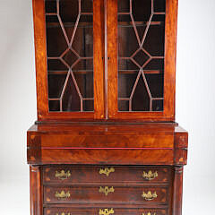 Antique American Empire Mahogany Two-Part Secretary Bookcase