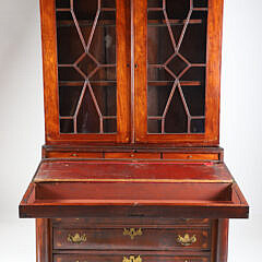 Antique American Empire Mahogany Two-Part Secretary Bookcase