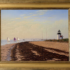 Sergio Roffo Oil on Canvas “Sailing Out Around Brant Point, Nantucket”