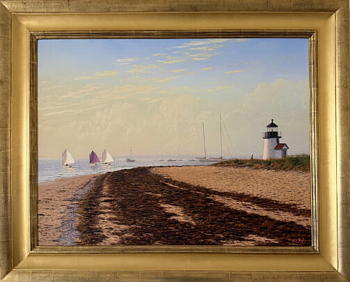 Sergio Roffo (Italian b. 1953) Oil on Canvas "Sailing Out Around Brant Point, Nantucket"