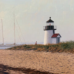 Sergio Roffo Oil on Canvas “Sailing Out Around Brant Point, Nantucket”