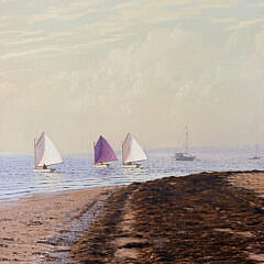 Sergio Roffo Oil on Canvas “Sailing Out Around Brant Point, Nantucket”