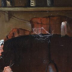 James Walter Folger Oil on Canvas “Knitting by the Fireplace”, circa 1888