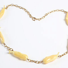 Charlie Sayle Sr. (1908-1994) Six Carved Whales Necklace on Gold Chain