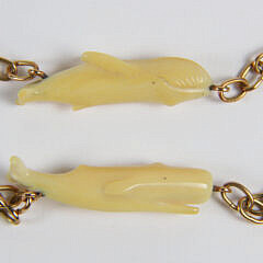 Charlie Sayle Sr. (1908-1994) Six Carved Whales Necklace on Gold Chain