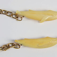 Charlie Sayle Sr. (1908-1994) Six Carved Whales Necklace on Gold Chain