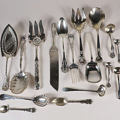 14 Various Sterling Silver Serving Pieces and Spoons, and 3 Silver Plated Spoon, Knife and Fork