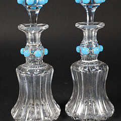 Pair of Vintage Jeweled Glass Decanters