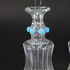 Pair of Vintage Jeweled Glass Decanters