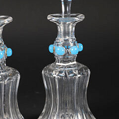 Pair of Vintage Jeweled Glass Decanters