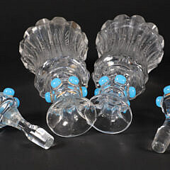 Pair of Vintage Jeweled Glass Decanters