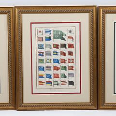 Set of Three Continental Maritime Marine Pavillons Flag Prints