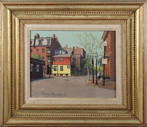 David Bradford Oil on Panel "Along Charles Street"