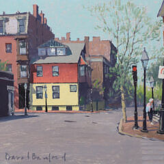 David Bradford Oil on Panel “Along Charles Street”