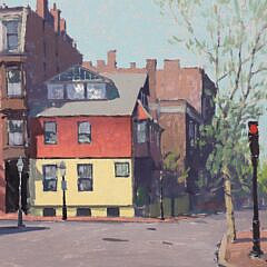 David Bradford Oil on Panel “Along Charles Street”