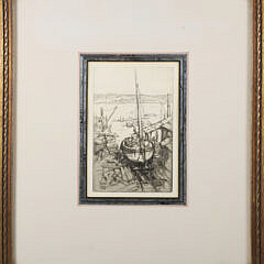 Agnes B. Fernbach “Boat Yard” Etching