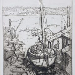Agnes B. Fernbach “Boat Yard” Etching