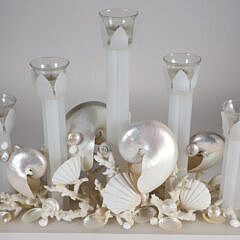 Shell Encrusted Five-Light Glass Candelabrum Centerpiece