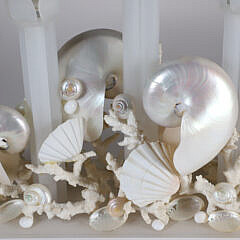 Shell Encrusted Five-Light Glass Candelabrum Centerpiece
