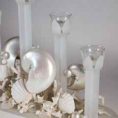 Shell Encrusted Five-Light Glass Candelabrum Centerpiece
