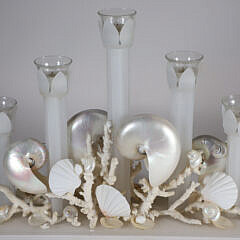 Shell Encrusted Five-Light Glass Candelabrum Centerpiece