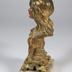 Bohemienne Gilt Metal Art Nouveau Bust of a Young Lady