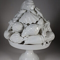 Italian White Porcelain Sea Shell Compote