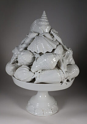 Italian White Porcelain Sea Shell Compote