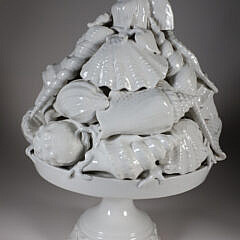 Italian White Porcelain Sea Shell Compote