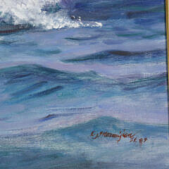 Charles J. Mazoujian Oil on Canvas “Lightship Nantucket Sunk by R.M.S. Olympic”