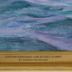 Charles J. Mazoujian Oil on Canvas “Lightship Nantucket Sunk by R.M.S. Olympic”
