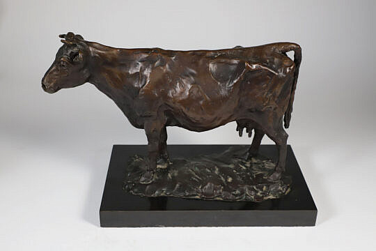 Bronze Sculpture of a Standing Bull Marked "Aew 