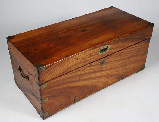 Chinese Export Camphorwood Brass Bound Trunk, 19th Century