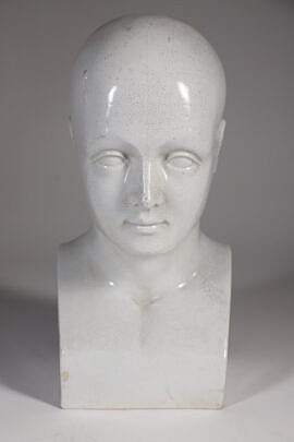 White Ceramic Phrenology Head