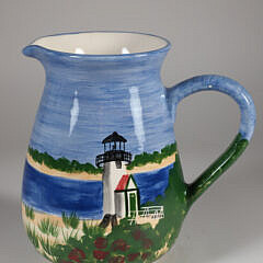 Ceramic Brant Point Lighthouse Pitcher by Rossanne Herring Design