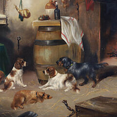 George Armfield Oil on Canvas “Spaniels in an Interior”