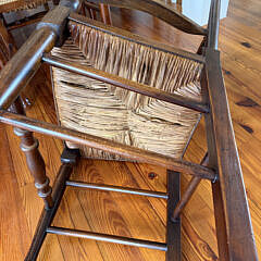 Twelve Custom English Lancashire-Style Spindle-Back Dining Chairs with Woven Rush Seats