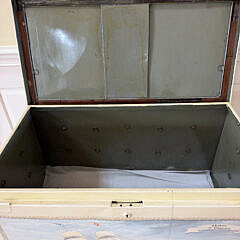 Tole Marine Decorated Trunk on Frame “Portrait of the Ship Medora Off White Haven”