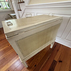 Tole Marine Decorated Trunk on Frame “Portrait of the Ship Medora Off White Haven”