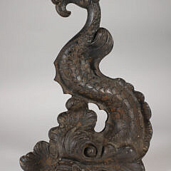Flamboyant Dolphin Cast Iron Doorstop, 19th Century