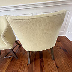 Pair of Mid Century Style Buttercup Upholstered Chairs on Wood Legs