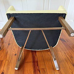 Pair of Mid Century Style Buttercup Upholstered Chairs on Wood Legs