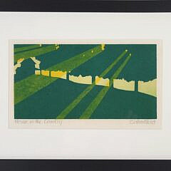 Vintage Sabra Field Vermont Woodblock Print “House in the Country”