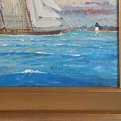 William Lowe Oil on Linen “Schooner with Brant Point in the Distance”