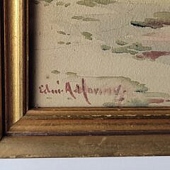 Pair of 19th C. Edwin Harvey (1862-1917) Gloucester Harbor Coastal Watercolors