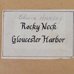 Pair of 19th C. Edwin Harvey (1862-1917) Gloucester Harbor Coastal Watercolors