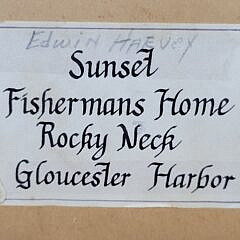 Pair of 19th C. Edwin Harvey (1862-1917) Gloucester Harbor Coastal Watercolors