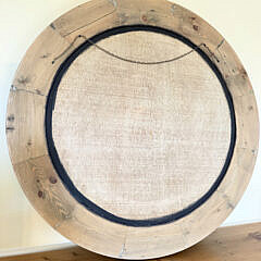 Contemporary Pine Convex Mirror with Decorative Wood Spherules